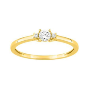 Anillo en oro de 9kt con diamantes.