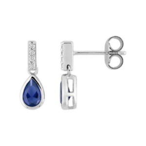 Pendientes en plata de ley con circonitas blancas y azul.